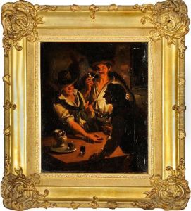 Giocatori Di Mora In Osteria by Angelo Inganni