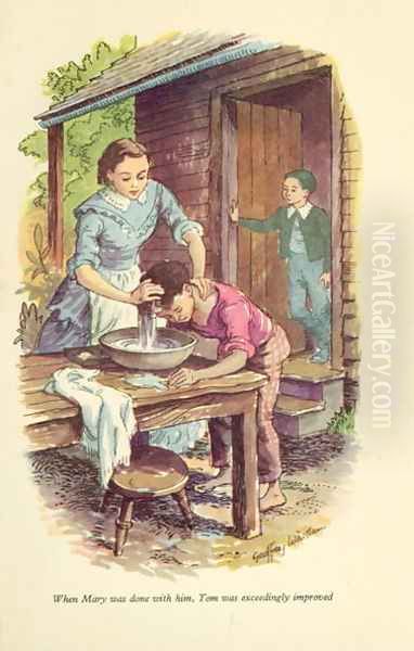 When Mary was done with him, Tom was exceedingly improved', illustration from 'The Adventures of Tom Sawyer by Mark Twain (1835-1910) - view 1