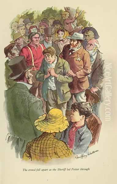 The crowd fell apart as the Sheriff led Potter through', illustration from 'The Adventures of Tom Sawyer by Mark Twain (1835-1910) - view 1