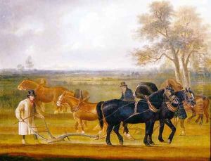 Cruckton ploughing match with four teams of horses, 1813 by Thomas Weaver