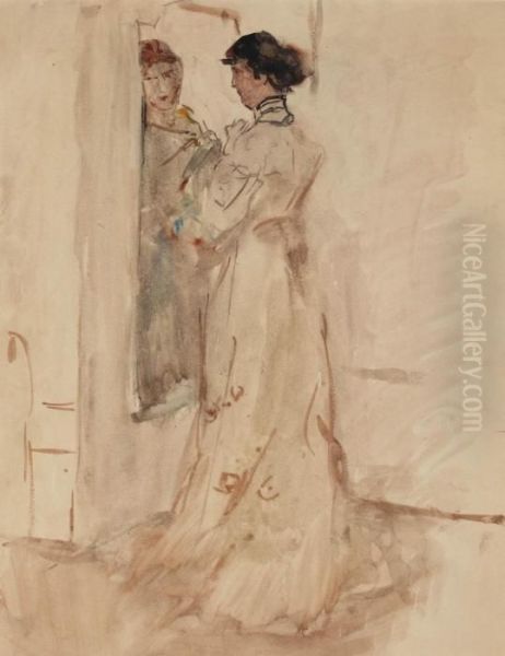 An Elegant Woman In Front Of A Mirror - view 1