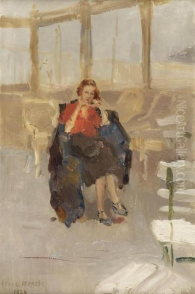 An Elegant Lady Sitting On The Pier Het Wandelhoofd Koningin Wilhelmina, Scheveningen - view 1