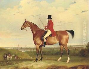William Bolton Aspinall with the Hooton, Cheshire foxhounds, the River Mersey and Liverpool beyond by Thomas Weaver