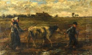 Children And Cow In The Field by Jozef Israels