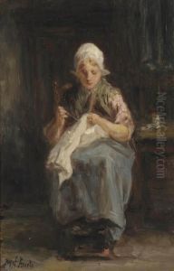 Doing Needlework by Jozef Israels