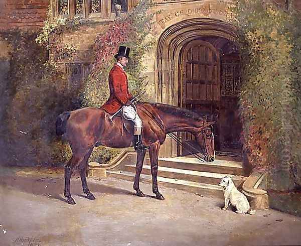 Portrait of the High Sheriff of the County of Rutland seated on his Bay Hunter before Hambleton Hall, 1889 - view 1