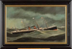 Portrait Du Bateau Le Champagne Sur Une Mer Demontee by Antonio Nicolo Gasparo Jacobsen