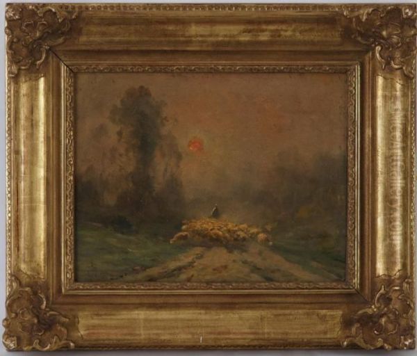 Berger Et Ses Moutons Dans Un Paysage - view 1