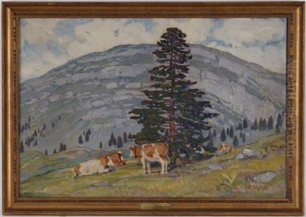 Paysage De Montagne Avec Vaches - view 1