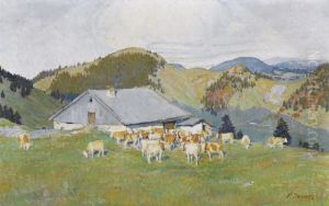 Sommerliche Alp Mit Kuhen by Francois Jacques