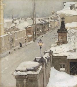 Moscow In Winter. View From The Window Onto Srednaia Kislovka by Maria Vasil'Evna Jakuncikova