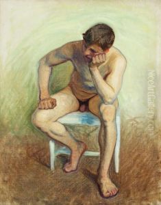 Seated Nude On White Chair