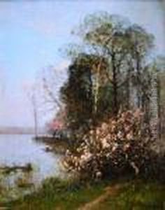 Pommiers En Fleurs Au Printemps by Louis-Aime Japy