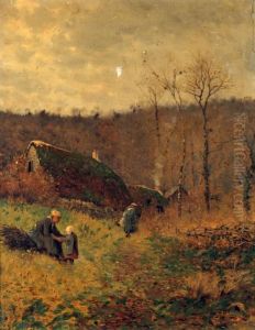 Ferme Avec Personnages by Louis-Aime Japy