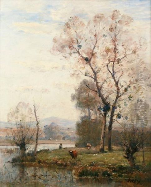Vaches Au Bord De La Riviere - view 1