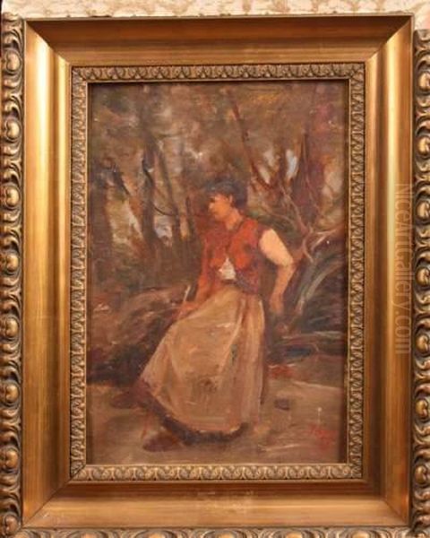 Jeune Femme Assies Sur Un Tronc D'arbre - view 1