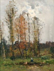 Bergere Au Pied Des Arbres by Louis-Aime Japy