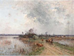 Le Retour Des Troupeaux Apresl'ondee by Louis-Aime Japy