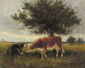 Zwei Kuhe Unter Einem Obstbaum. by Louis-Aime Japy