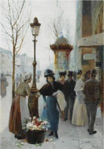 A Parisian Flower Seller by Jose Maria Jardines