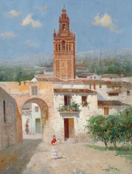 Figure Before A Spanish Town - view 1