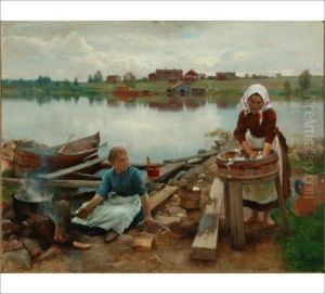 Washerwomen By The Lakeside