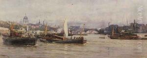 Shipping on the Thames by Charles William Wyllie