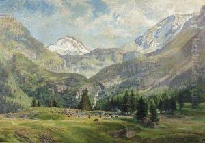"le Fond Du Val Cluson Vu De L'alpe De Tortin". by Edouard Jeanmaire