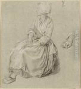 Etude De Femme Assise Avec Reprise De La Main by Etienne Jeaurat