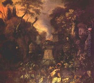Landscape with a Graveyard by Night by Mathias Withoos