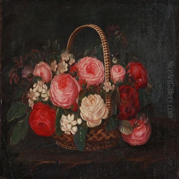 Still Life With Roses In A Basket - view 1