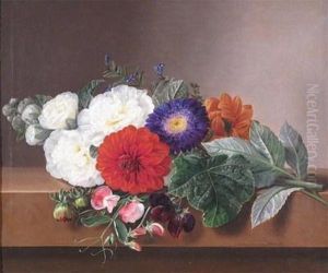 Still Life Of Dahlias And Sweet Peas