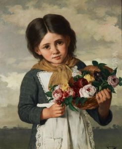 Flicka Med Blomsterkorg