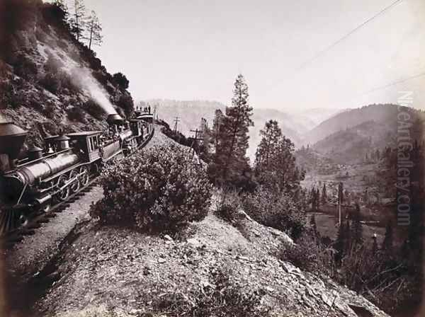 Central Pacific Railroad Train and Coaches in Yosemite Valley, 1861-69 - view 1