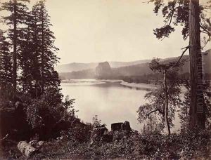 Beacon Rock, Columbia River, USA, 1867 by Carleton Emmons Watkins