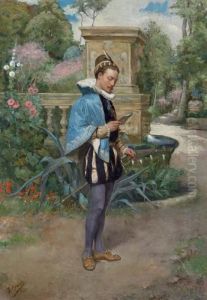 Personaje Renacentista Leyendo 
Una Carta En Un Jardin (a Renaissance Gentleman Reading A Letter In A 
Garden)