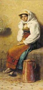 An Italian peasant girl by Arthur Wasse