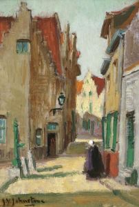 Rue Des Potters, Bruges, Belgium by John Young Johnstone