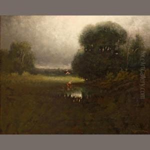 Women Washing In A Wooded Landscape