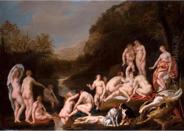 Diana Im Kreis Von Mehreren Nymphen Beim Bade - view 1