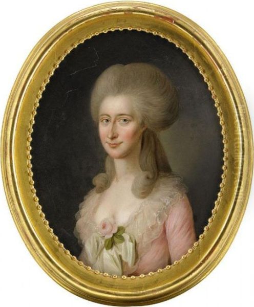 Portratt Av Ung Adelsdam I Rosa Klanning - Midjebild - view 1