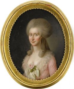 Portratt Av Ung Adelsdam I Rosa Klanning - Midjebild by Jens Juel