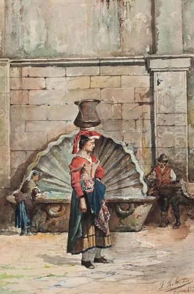 Campesina Romana En Una Fuente - view 1