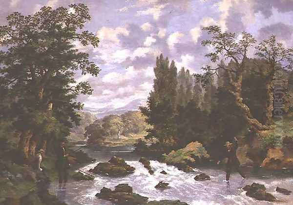 Anglers Playing their Catch - view 1