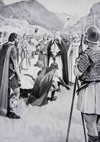 The Council of Dacor, 926, when Athelstan drove out Guthfrith the young King of Danish Northumbria, illustration from the book The History of the Nation - view 1