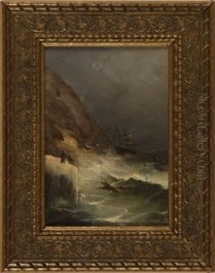 Shipwreck On A Rocky Coast. by Grigorij Kapustin