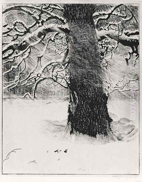 Oak in Snow Storm - view 1
