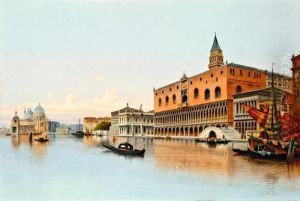 Velencei Reszlet A Palazzo Ducale-val Es A Santa Maria Della Salute Templommal by Karl Kaufmann
