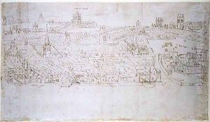 Billingsgate to Tower Wharf, from The Panorama of London, c.1544 by Anthonis van den Wyngaerde
