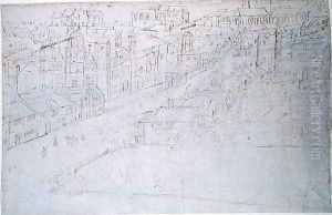 Borough High Street with St. Mary Overy, from The Panorama of London, c.1544 by Anthonis van den Wyngaerde